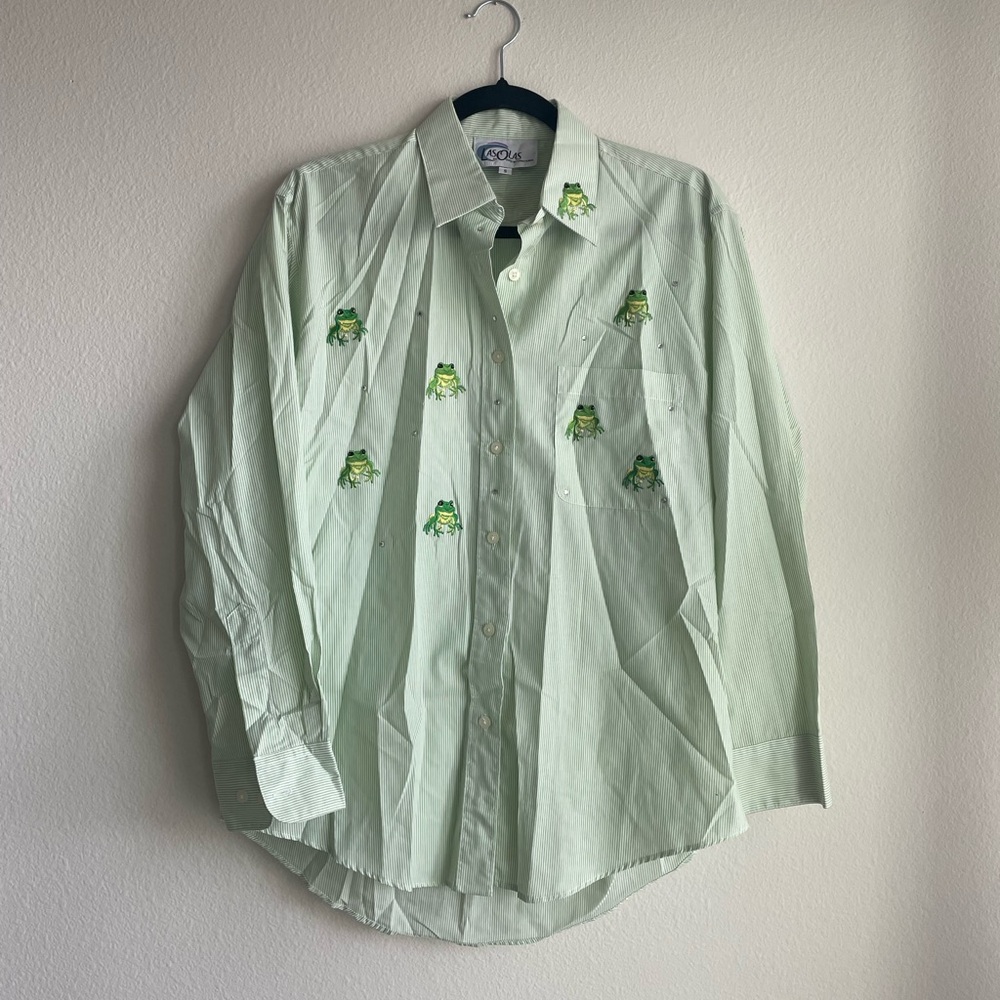 Light Green Frog Pattern Men's Casual Shirt